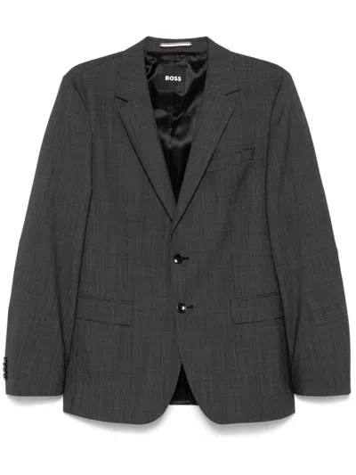 Hugo Boss Checked Blazer In Black