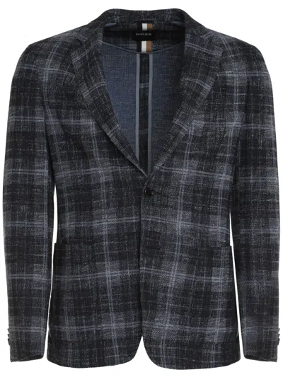 Hugo Boss Checked Blazer In Blue