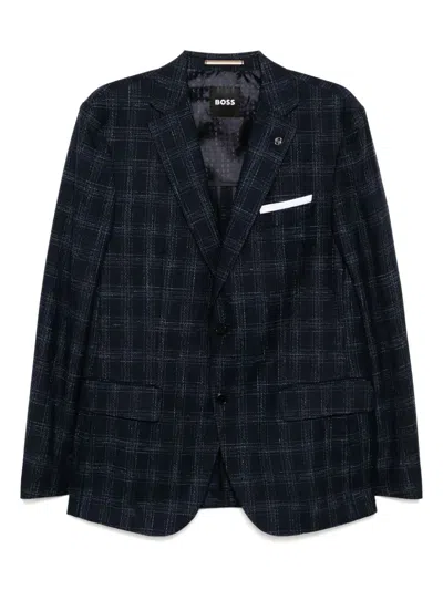 Hugo Boss Checked Blazer In Blue