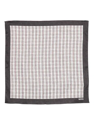 Hugo Boss Checked-border Square In White