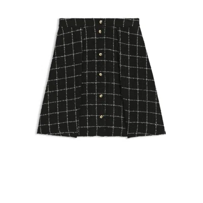 Hugo Boss Checked-bouclé Skirt With A-line Profile In Black