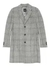Hugo Boss Checked Buttoned Coat In Gray