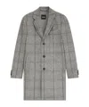 Hugo Boss Plain-check Coat In A Slim Fit In Gray