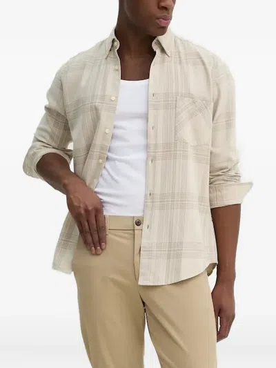 Hugo Boss Checked Chest-pocket Shirt In Neutral