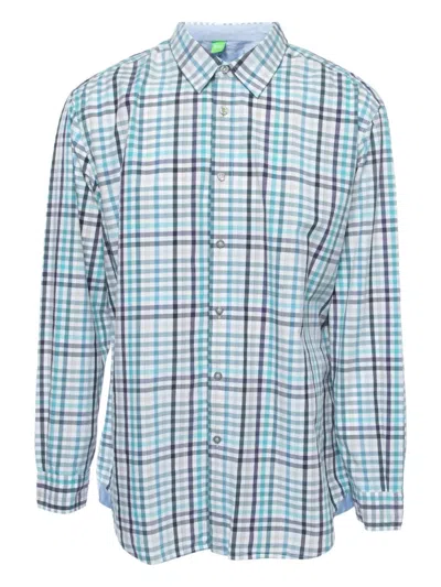 Pre-owned Hugo Boss Checked Cotton Shirt In Blue