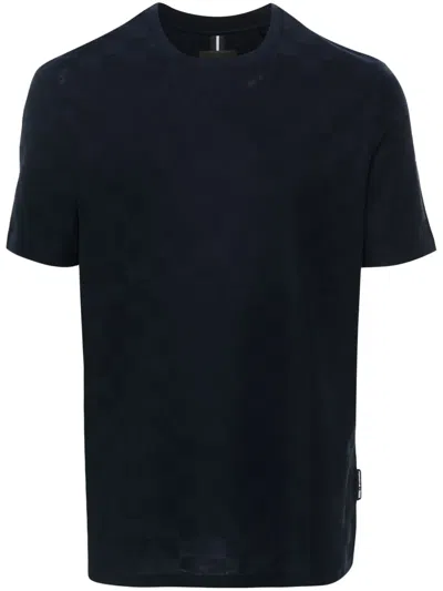 Hugo Boss Checked Cotton T-shirt In Blue