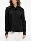 Hugo Boss Checked Puff-sleeve Shirt In Black