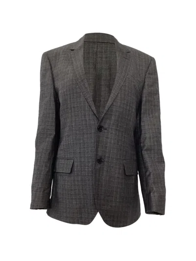 Pre-owned Hugo Boss Checked Single-breasted Blazer In Gray