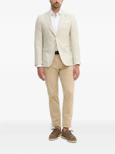 Hugo Boss Checked Single-breasted Blazer In Gray