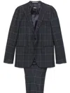 Hugo Boss Checked Stretch-wool Suit In Blue