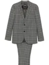 Hugo Boss Checked Stretch-wool Suit In Grey