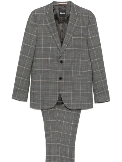 Hugo Boss Checked Stretch-wool Suit In 072