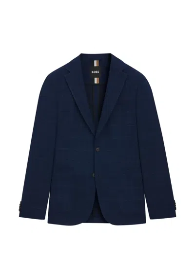 Hugo Boss Checked Suit Jacket In Blue