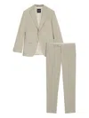 Hugo Boss Slim-fit Suit In Checked Stretch Wool In Neutral