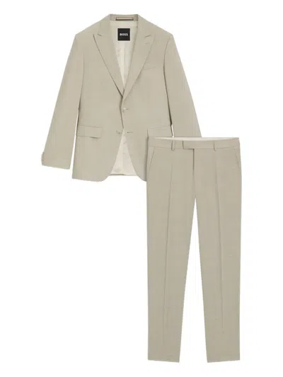 Hugo Boss Checked Suit In Neutral