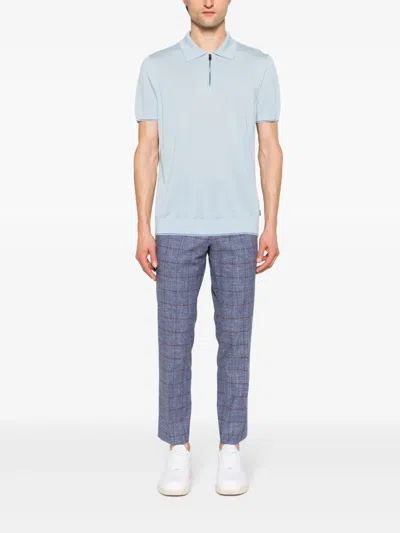 Hugo Boss Checked Tailored Trousers In Blau