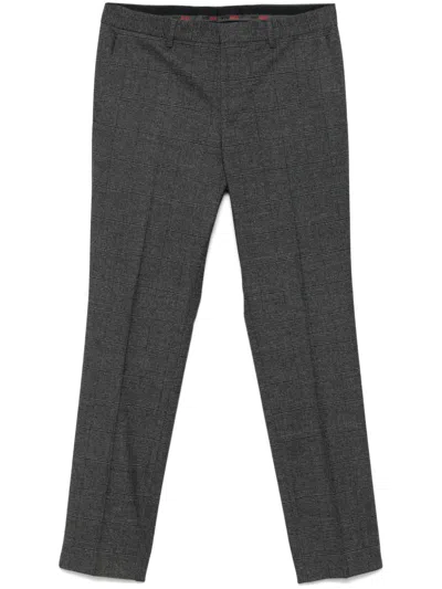 Hugo Boss Checked Trousers In Grey
