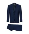Hugo Boss Slim-fit Suit In Micro-patterned Performance-stretch Cloth In Blue