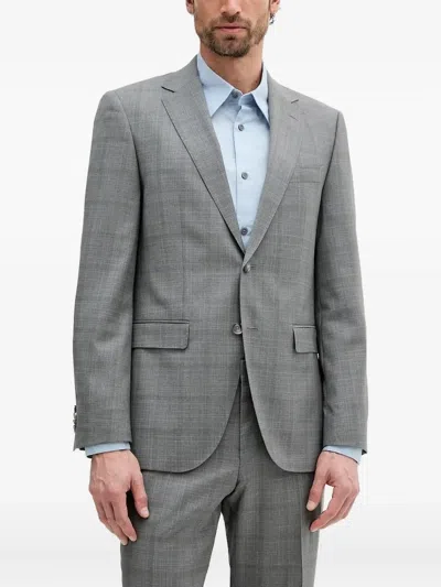 Hugo Boss Checked Wool Suit In Brown