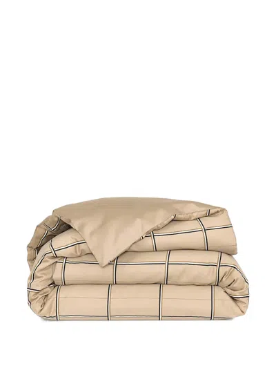 Hugo Boss Checked Zip Duvet Cover (200cm X 140cm) In Neutral