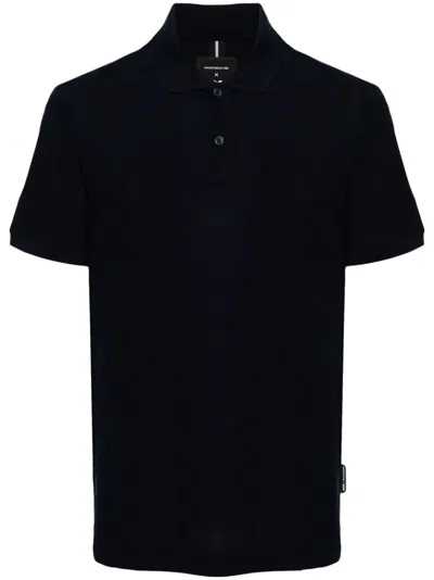 Hugo Boss Regular-fit Polo Sweater With Mixed Structures In Dark Blue