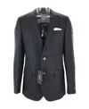 Hugo Boss Checkered Front Bag Suit Jacket In Black