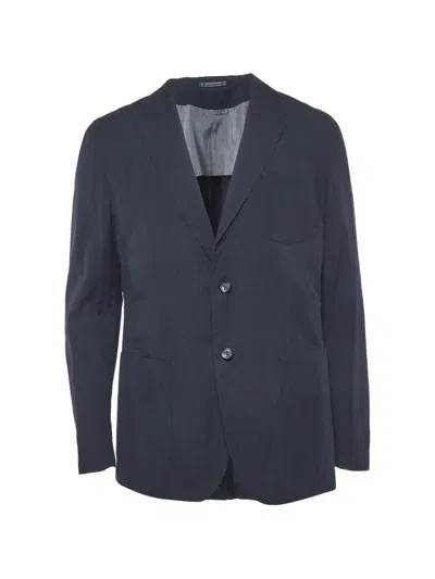 Pre-owned Hugo Boss Check-pattern Blazer In Blue
