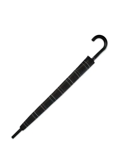 Hugo Boss Check-pattern Curved-handle Umbrella In Black