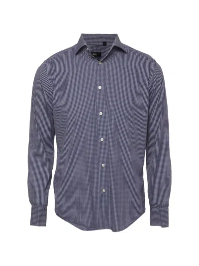 Pre-owned Hugo Boss Check-pattern Shirt In Blue