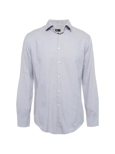 Pre-owned Hugo Boss Check-pattern Slim-fit Shirt In Blue
