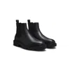 Hugo Boss Chelsea Boots In Grained Leather With Lug Sole In Black
