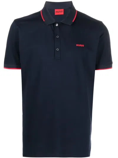 Hugo Boss Chest Logo-print Detail Polo Shirt In Blue