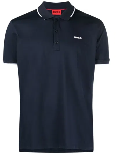 Hugo Boss Chest Logo-print Polo Shirt In Blue