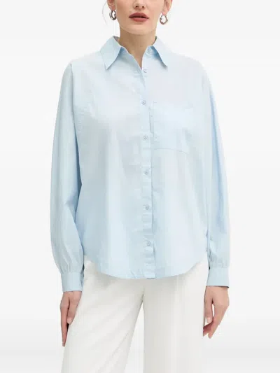 Hugo Boss Chest-pocket Long-sleeve Top In Blue