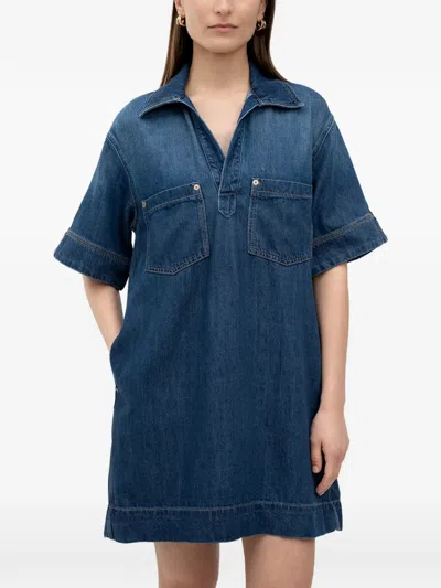 Hugo Boss Chest-pocket Denim Dress In Blue
