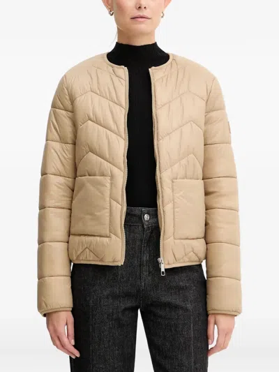 Hugo Boss Chevron-pattern Padded Jacket In Neutral
