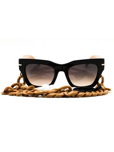 Hugo Boss Chic Rectangular Women's Sunglasses In Black