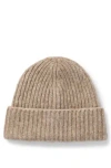 Hugo Boss Chunky-knit Beanie Hat In Wool With Silk In Beige