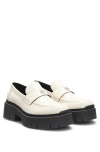 Hugo Boss Chunky-sole Loafers In Leather With Stacked-logo Trim In Light Beige