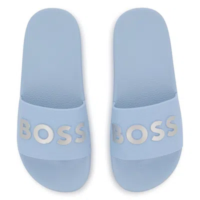 Hugo Boss Kids' Ciabatte Con Logo In Blue