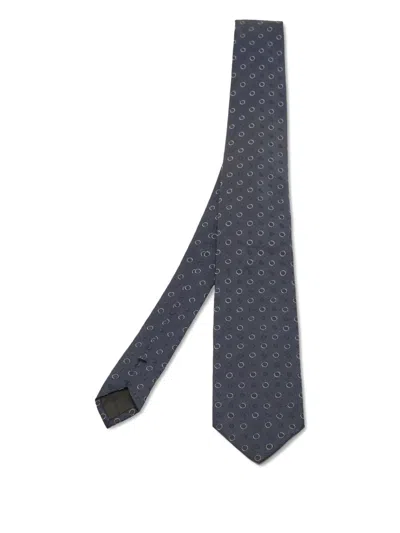 Pre-owned Hugo Boss Circle Jacquard Tie In Blue