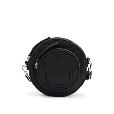 Hugo Boss Circular Crossbody Bag With Happy Hugo Logo In Black