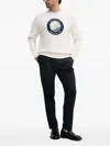 Hugo Boss Circular-emblem Crew-neck Sweater In White