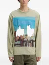 Hugo Boss Cityscape-print Long-sleeve T-shirt In Multi