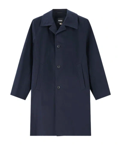 Hugo Boss Lapel Long-sleeved Coat In Black