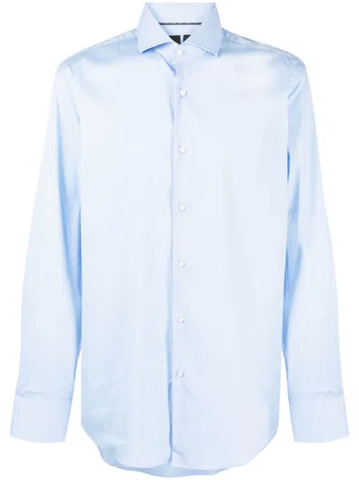 Hugo Boss Classic-collar Long-sleeve Shirt In Blue