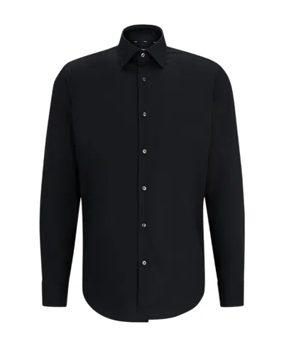 Hugo Boss Classic-collar Poplin Shirt In Black