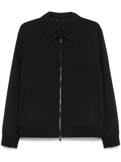 Hugo Boss Classic-collar Shirt Jacket In Black