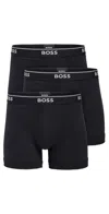 Hugo Boss Boss 3-pack Power Stretch Cotton Boxer Briefs In Black