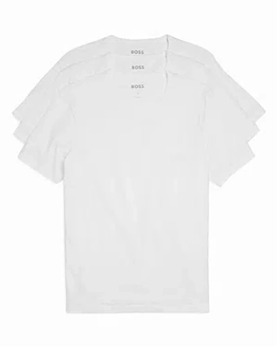Hugo Boss Classic Cotton Embroidered Logo Crewneck Tees, Pack Of 3 In White